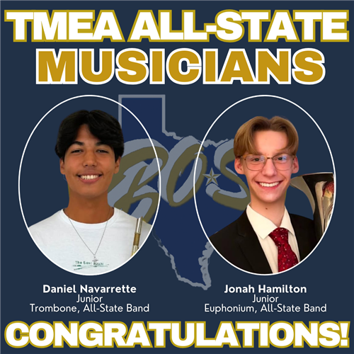 Daniel Navarrette and Jonah Hamilton, EMHS TMEA All-State Musicians