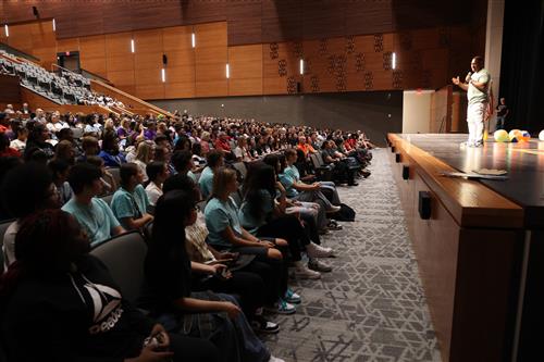 Key Note Speaker Keith Hawkins addresses crowd at Jostens Renaissance Regional Conference.