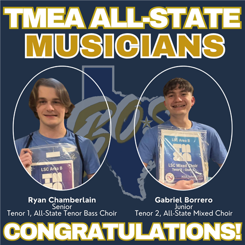 Ryan Chamberlain and Gabriel Borrero, EMHS TMEA All-State Musicians
