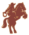 Cowboy on a horse in red and yellow