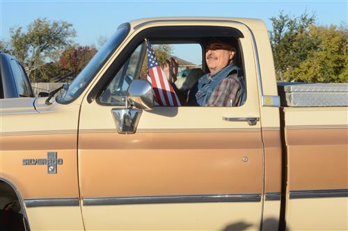 Veteran waves at Bryson Elementary 