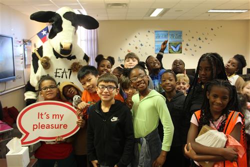 students with the chick-fil-a cow
