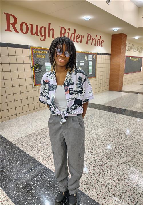 A girl stands in the hallway at Saginaw High School