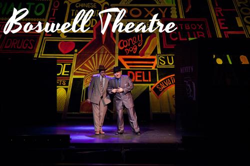 Boswell Theatre  over a photo of two student performers on stage