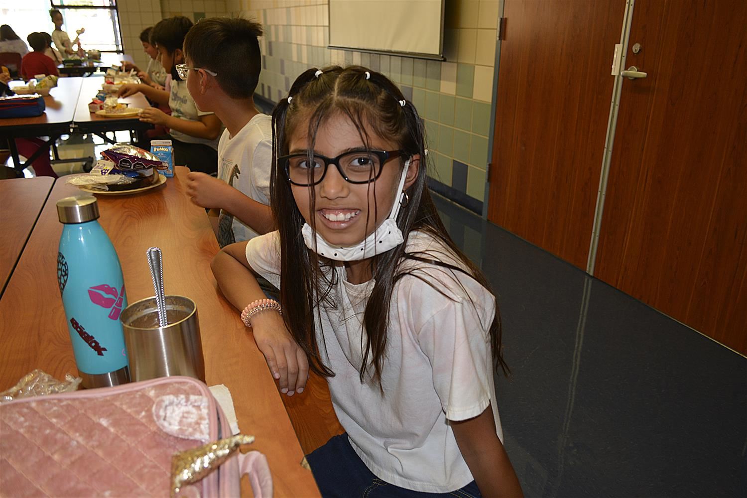 student at lunch