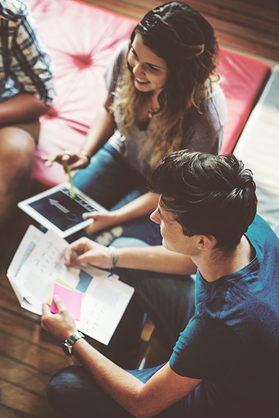 Students study in library