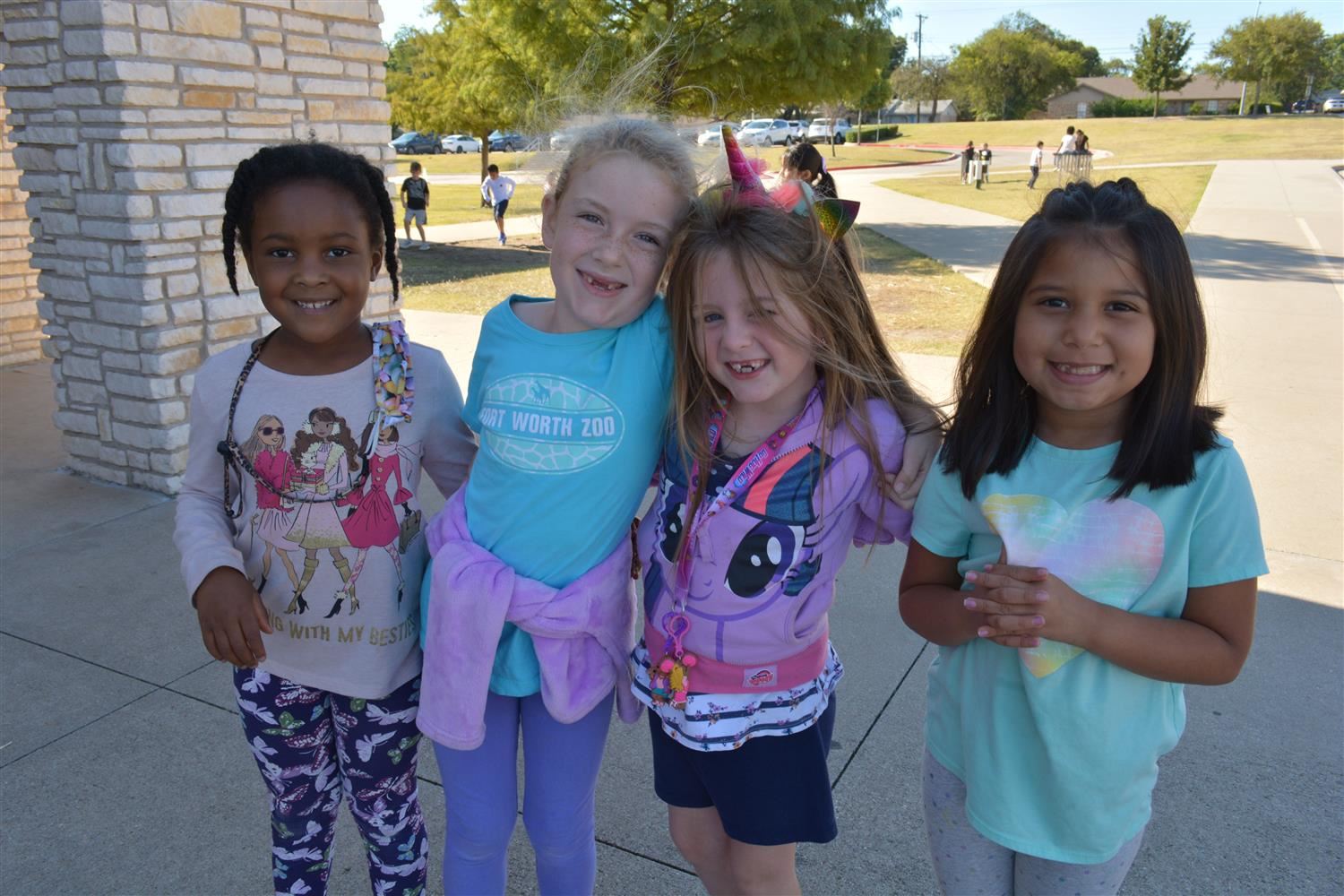 Group of students outside smiling