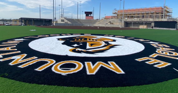 EMHS logo painted on football field