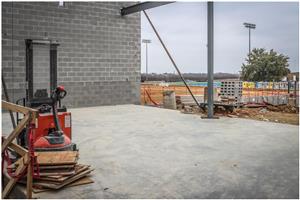 Steel supports for office space and second floor conference room are in progress at Boswell High School 